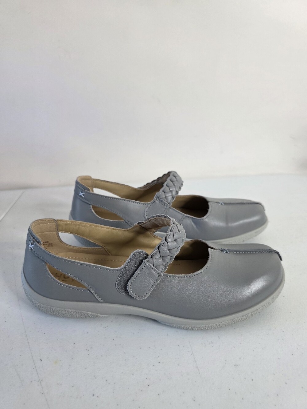 Hotter Shake II Leather Shoes Size 9.5 Gray Mary Jane Style Comfort Walking - Picture 4 of 14